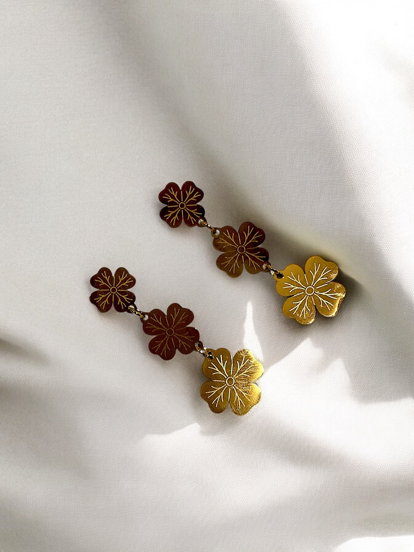 Golden Blossom Dangling Earrings
