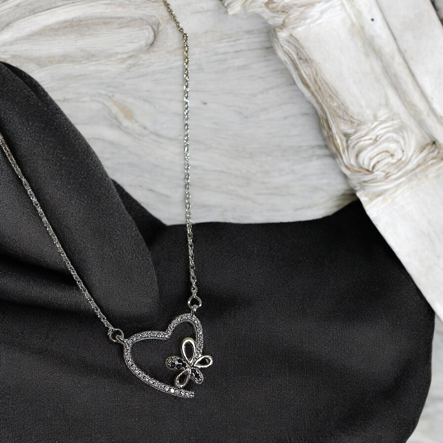 Sparkling Heart & Butterfly Necklace