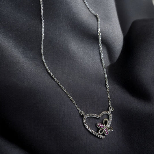 Sparkling Heart & Butterfly Necklace