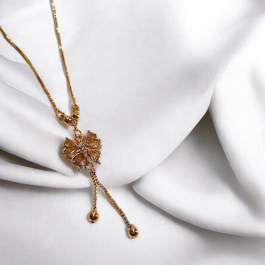 Golden Blossom Drop Necklace