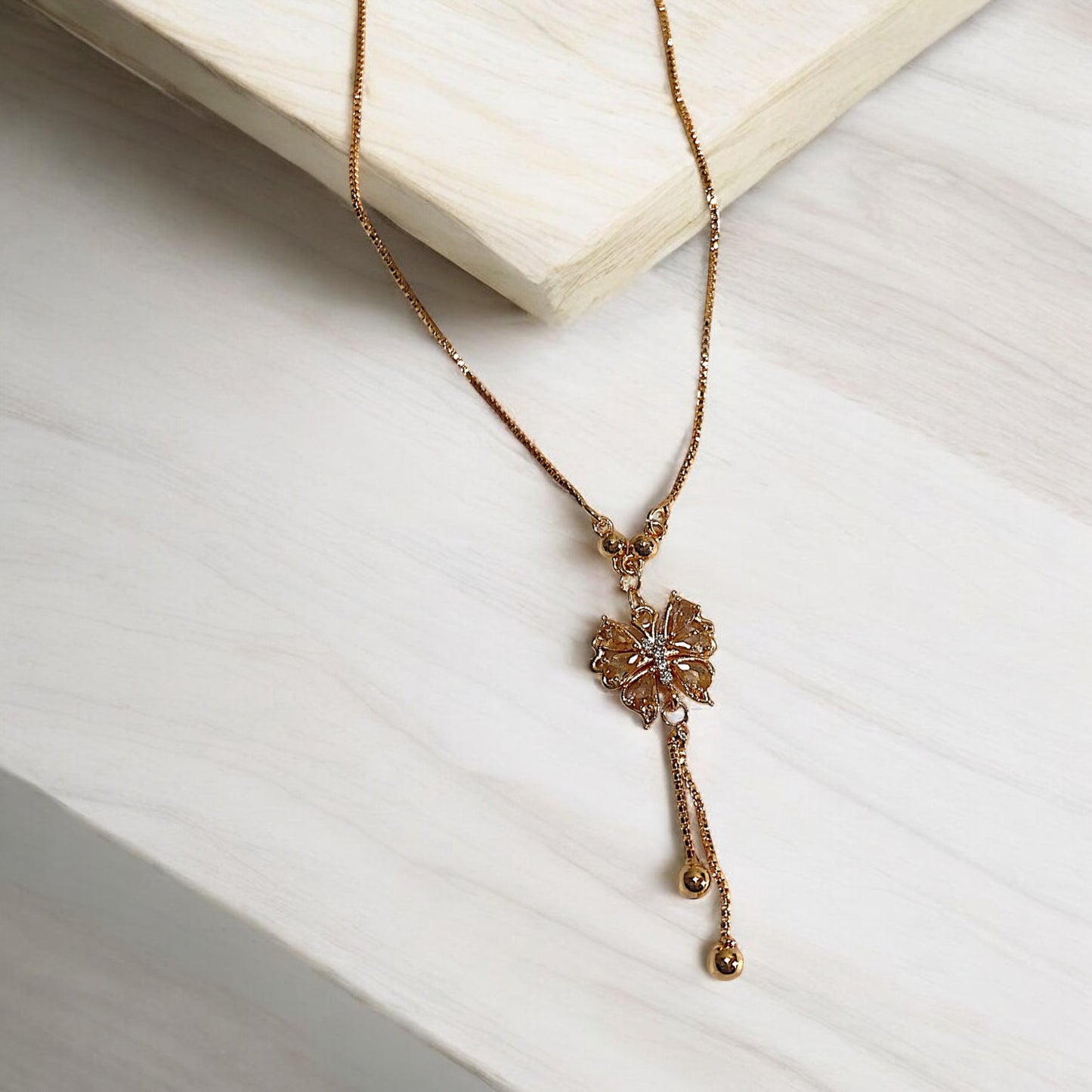 Golden Blossom Drop Necklace