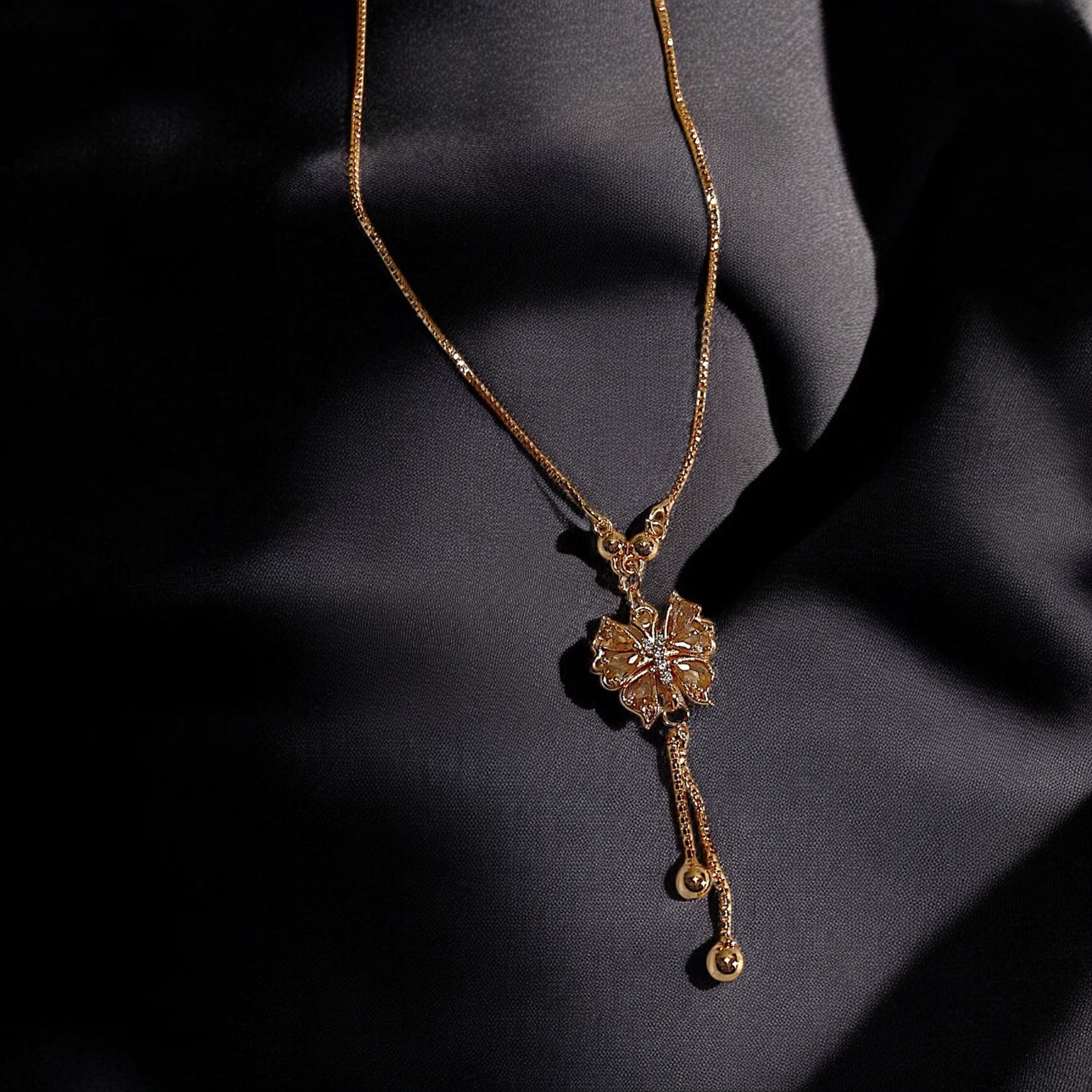 Golden Blossom Drop Necklace