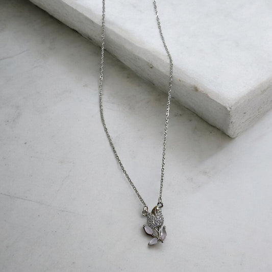 Moonlit Blossom Silver Necklace