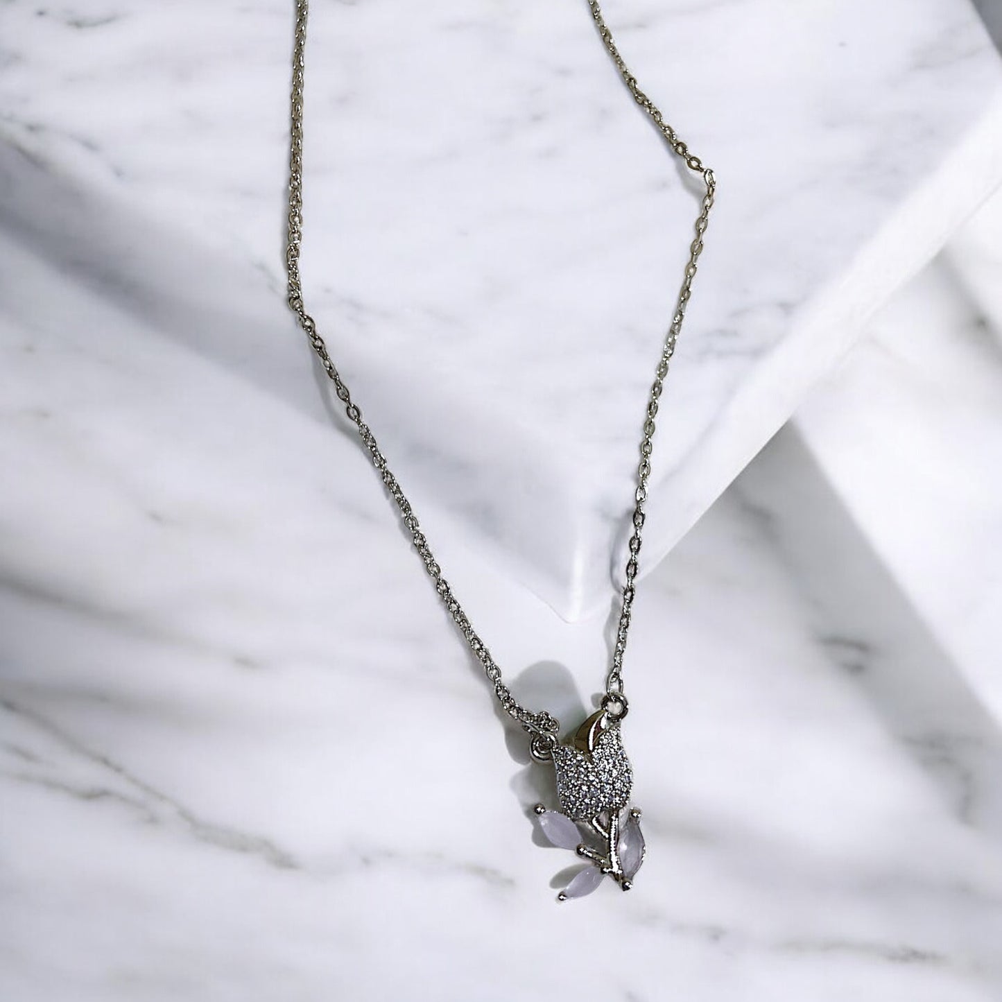 Moonlit Blossom Silver Necklace