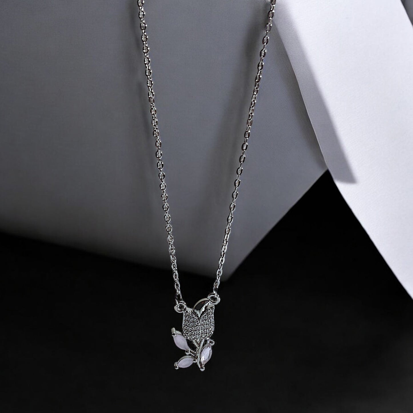 Moonlit Blossom Silver Necklace
